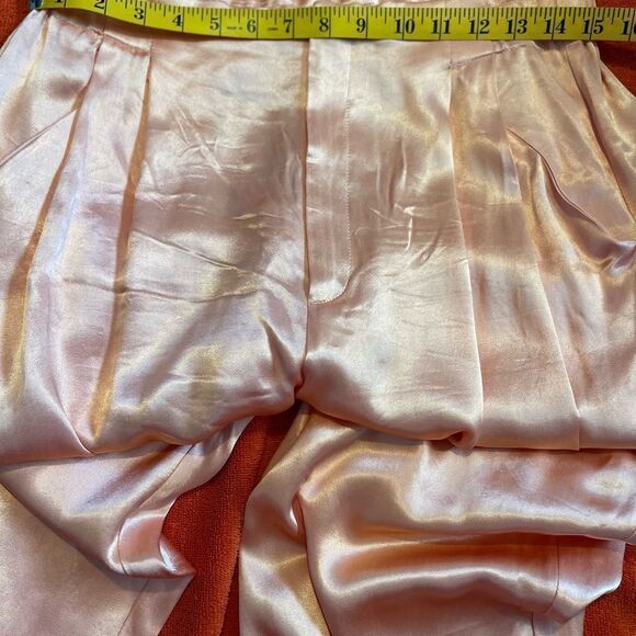 Zara Tangerine Orange Satin Finish High Waist Trousers Pants .Size L - Picture 16 of 16
